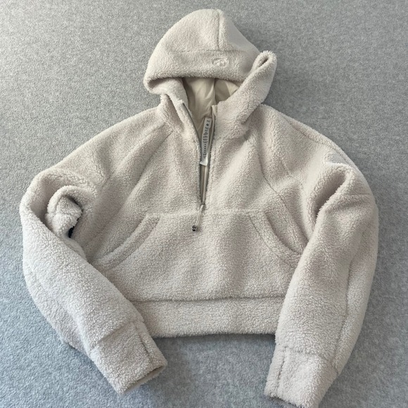 Lululemon Tops - Lululemon Scuba Oversized Half-Zip Hoodie sherpa Cream White LW3FYTS XS/S